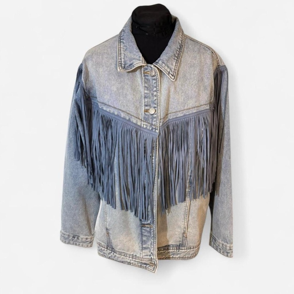 Women's Western Chic Denim Jacket with Fringe